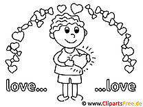 Boy in love Valentine's day coloring pictures