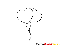 Free coloring page heart balloons