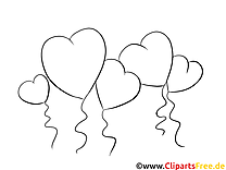 Balloons hearts pictures for coloring