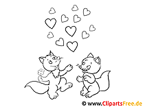 Funny animals in love PDF coloring pages for kids to print free