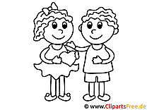 子供のための無料の印刷可能な女の子と男の子のバレンタインデーの着色ページ