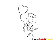 desenho de Homem com balão de coração para colorir