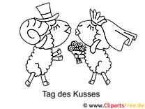 Sheep bride and groom coloring page PDF for free