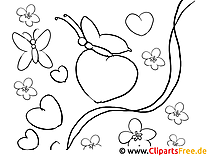 子供のための無料の印刷可能な蝶のバレンタインの着色のページ