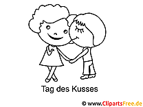 Kissing Day PDF images for coloring