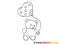 Teddy bear with balloon free coloring pages