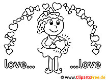 Girl in love Valentine's day pictures for coloring