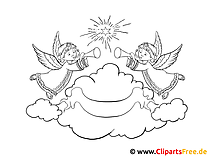 Advent farvelægningsbillede - engel i himlen