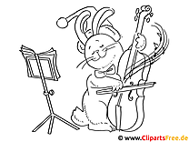 Färgläggning jul - Katt med fiol som spelar musik