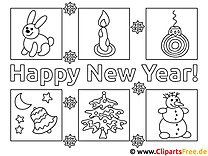 Imagens para colorir online Feliz Ano Novo