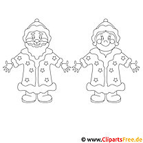Изображение Деда Мороза и Снегурочки - раскраска