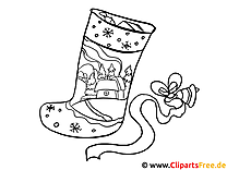 Zapato de Papá Noel con cuadro de regalos para pintar