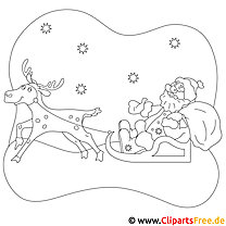 Santa Claus and deer coloring page for Christmas