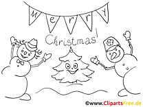 Snowmen coloring pages for Christmas, winter