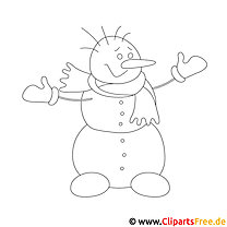 Planșă de colorat cu om de zăpadă pentru Crăciun