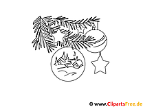 Christmas coloring picture ornaments on fir tree