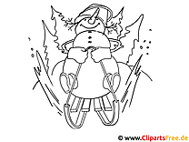 Christmas coloring pages - snowman on sleigh