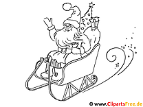 Desenhos de Natal para colorir Papai Noel no trenó