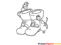Christmas coloring pages with Santa Claus shoes