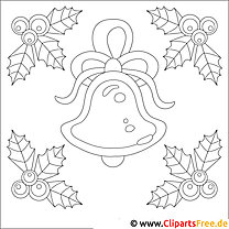 Christmas bell picture, coloring template, free coloring page