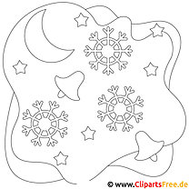 Cloches de Noël et flocons de neige image, coloriage, dessin à colorier