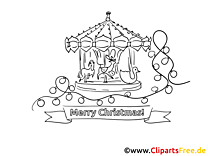 Christmas market coloring page to print