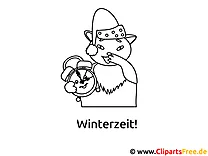 Ausmalbild Winterzeit im PDF-Format