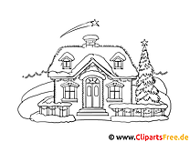 Template house in winter in PDF format