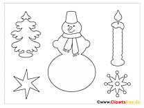 PDF-mall för att skriva ut, klippa ut, färglägga Snowman, vinter