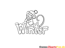 Winter coloring picture in PDF format