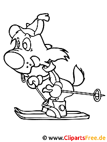 Winter coloring page ski in PDF format