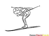 Biathlon Bild schwarz-weiß, Illustration, Grafik zum Ausmalen