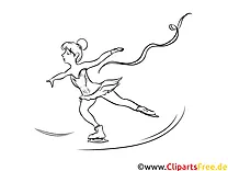 Eiskunstlauf Frauen Bild schwarz-weiß, Illustration, Grafik zum Ausmalen