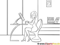 Frau arbeitet am Computer Bilder zum Ausmalen