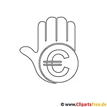 Hand mit Eurozeichen Bild zum Ausmalen