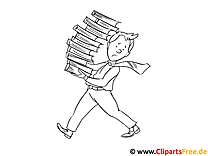 Mann trägt Stapel Bücher Malvorlage