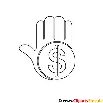 Stop Hand mit Dollarzeichen Bild zum Ausalen