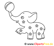 Ausmalbild zum Drucken Elefant im Zirkus