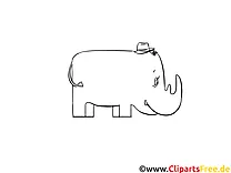 Nashorn einfaches Ausmalbild für kleine Kinder